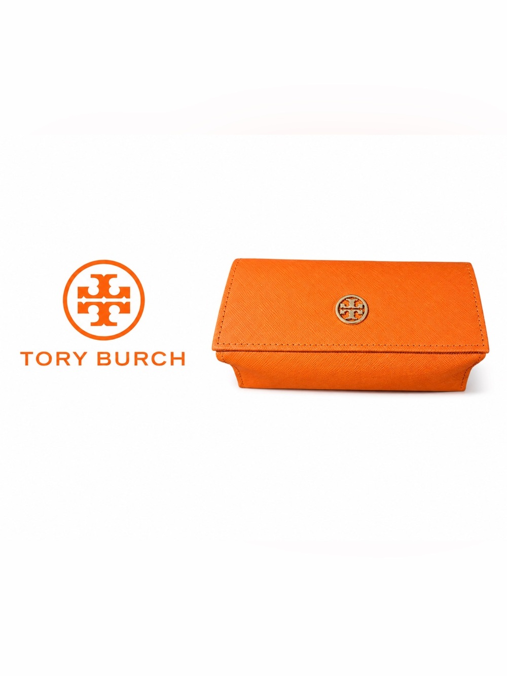 Tory Burch Orange Saffiano Glasses Case A